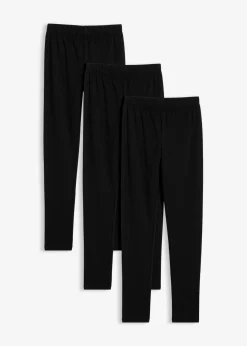 bonprix bonprix Ropa 9 A 16 Años·Pantalones Y Leggings|Ropa 9 A 16 Años·Packs De Ropa>Leggings térmicos de mezcla de algodón elástico (3 unidades) Negro
