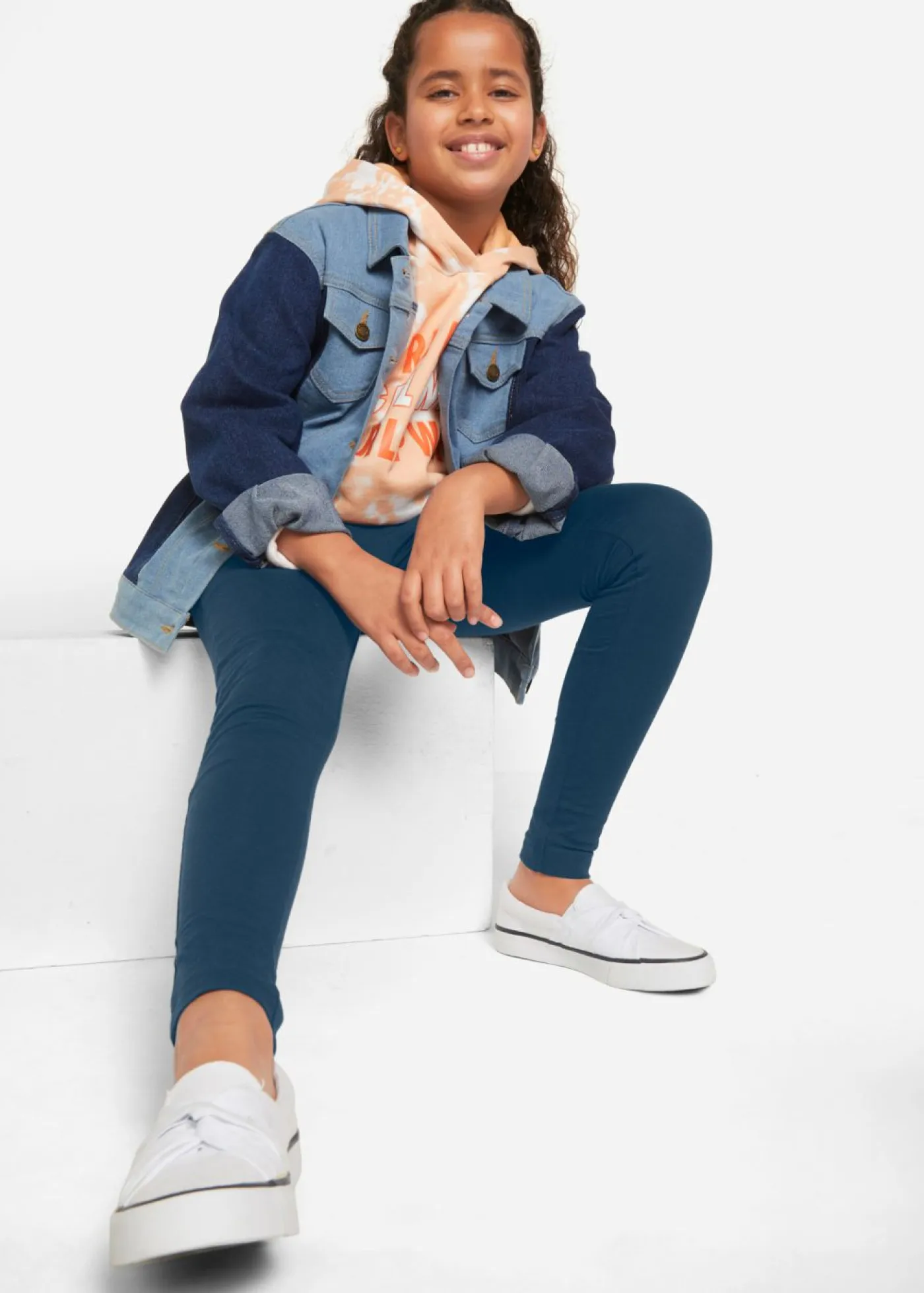 bonprix bonprix Ropa 9 A 16 Años·Pantalones Y Leggings|Ropa 9 A 16 Años·Packs De Ropa>Leggings (3 unidades) Azul oscuro + turquesa oscuro + gris claro jaspeado