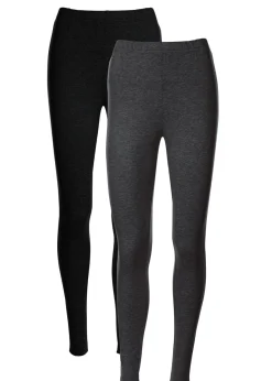 bonprix bonprix Básicos|Pantalones>Leggings (2 unidades) pizarra moteada+negro