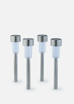 bonprix bonprix Muebles De Exterior·Decoración E Iluminación De Jardín|Decoración De Jardín>Lámpara decorativa solar para iluminación de caminos (4 unidades) Gris-plata