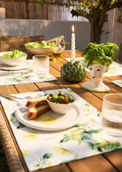 bonprix bonprix Mantel individual (4 unidades) con estampado de limones