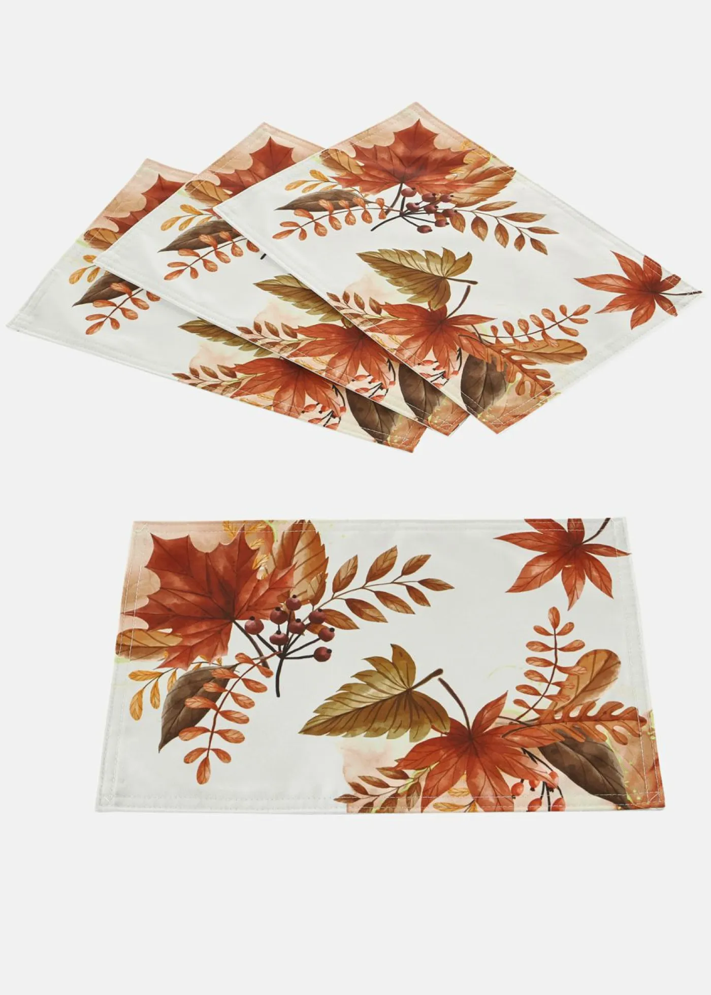 bonprix bonprix Vajilla|Manteleria Y Ropa De Cama>Manteles individuales con estampado de hojas (4 unidades) Marrón-blanco