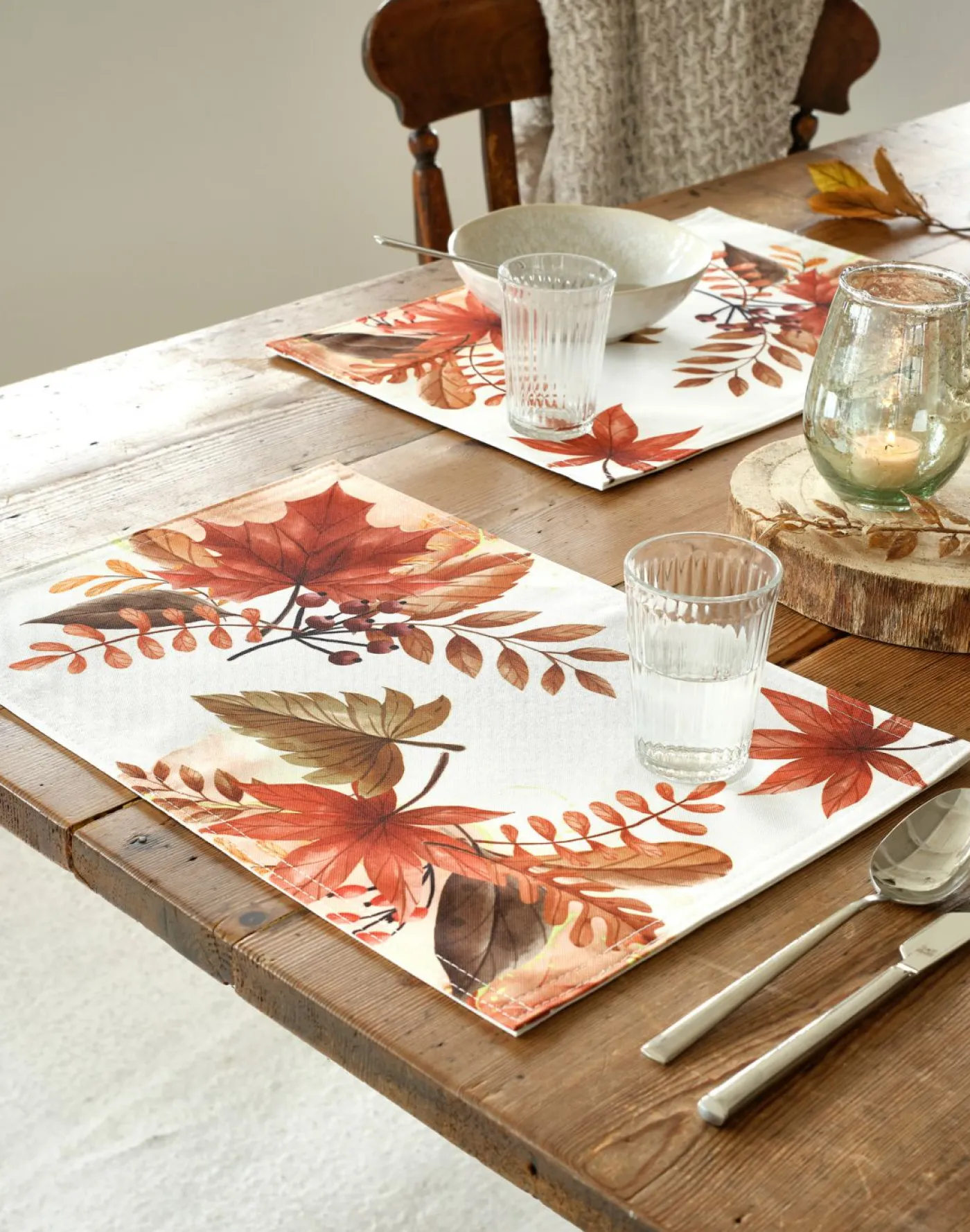 bonprix bonprix Vajilla|Manteleria Y Ropa De Cama>Manteles individuales con estampado de hojas (4 unidades) Marrón-blanco