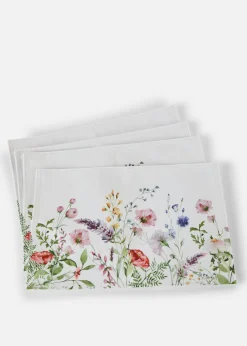 bonprix bonprix Primavera|Vajilla>Manteles individuales con estampado de flores (4 unidades) blanco-multicolor