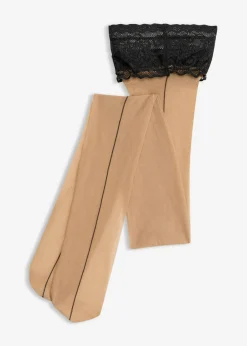 bonprix bonprix Lencería Sexy|Medias, Panties Y Calcetines>Medias sin liguero con encaje de 20 den Beige-negro