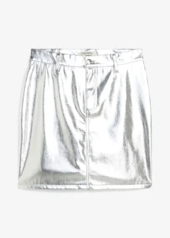 bonprix bonprix Faldas>Minifalda con aspecto metalizado Plata metalizado