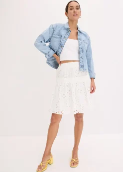 Mujer bonprix bonprix Minifalda con bordado calado