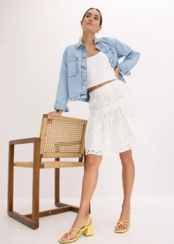 Mujer bonprix bonprix Minifalda con bordado calado