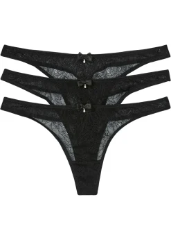 Mujer bonprix bonprix Minitanga de encaje elegante (3 unidades)