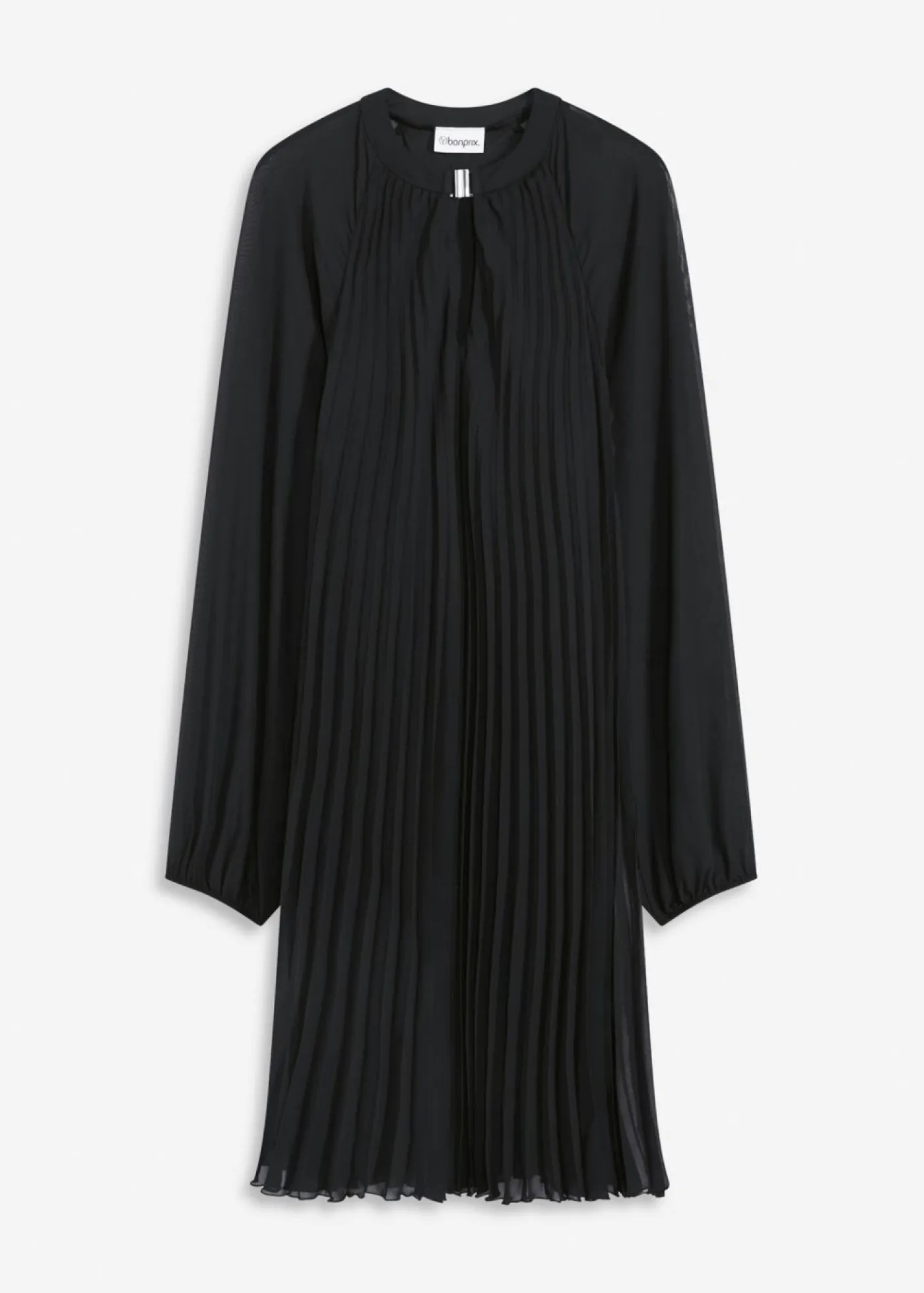 bonprix bonprix Vestidos|Novedades>Minivestido de gasa fina con plisado Negro