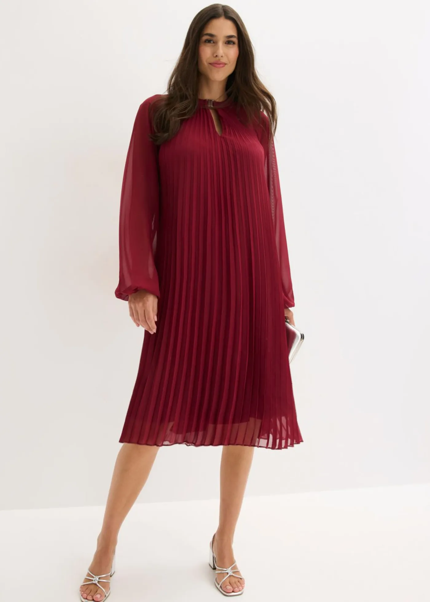 Mujer bonprix bonprix Minivestido de gasa fina con plisado