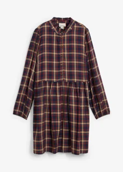 bonprix bonprix Vestidos>Minivestido de viscosa suave azul marino-azul provenzal-beige crema-óxido-blanco lana a cuadros