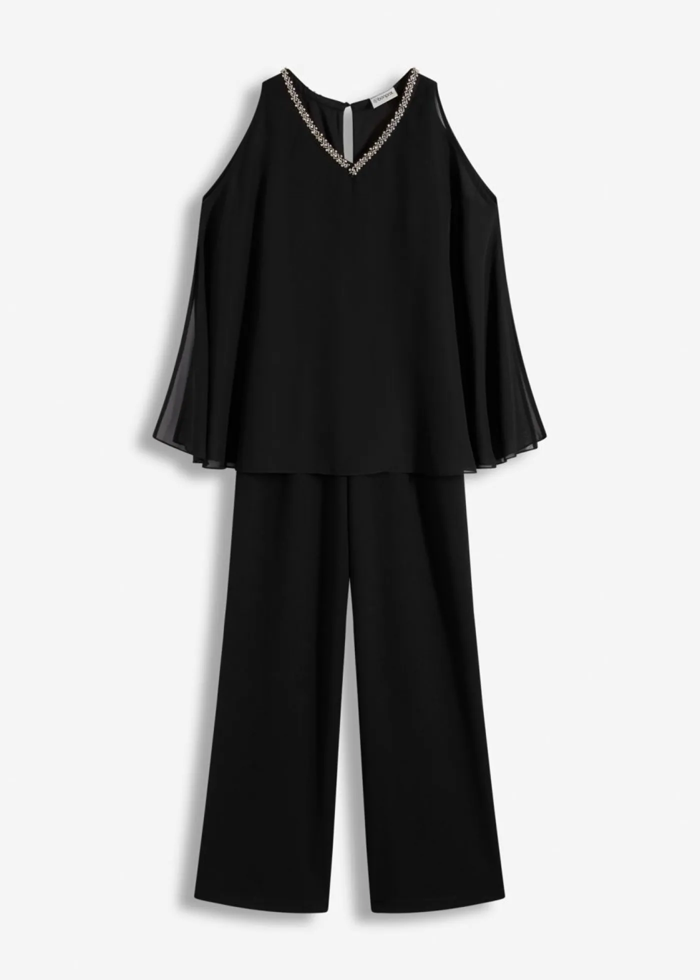 Mujer bonprix bonprix Mono con capa y adornos de piedras brillantes