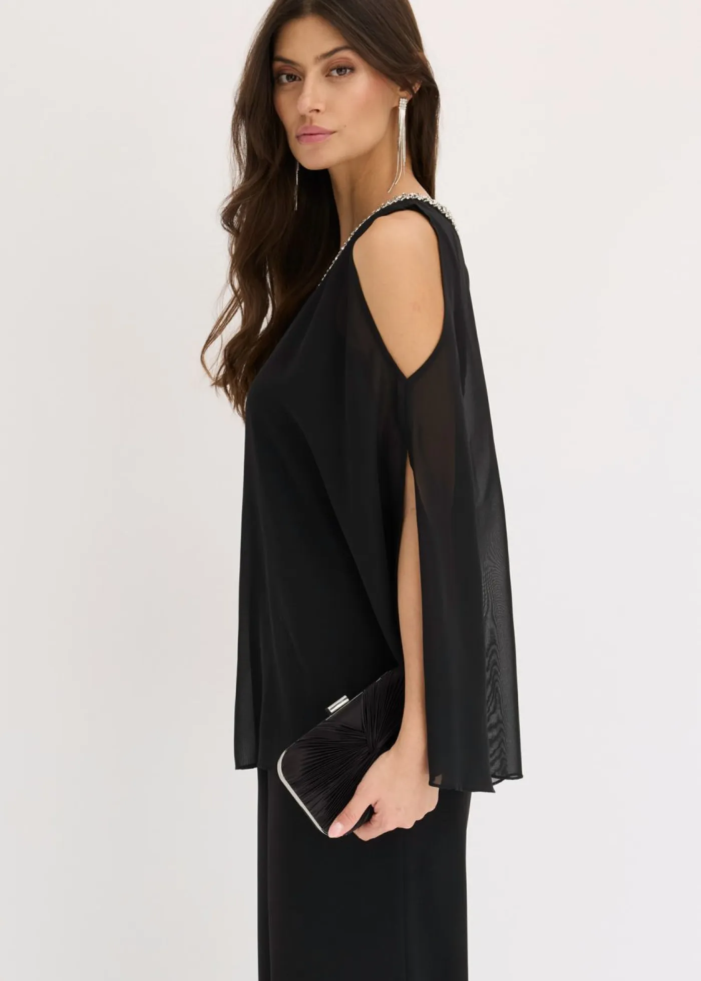 Mujer bonprix bonprix Mono con capa y adornos de piedras brillantes