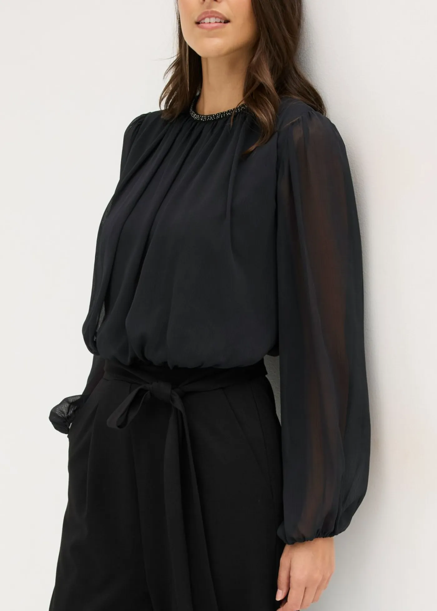 bonprix bonprix Monos>Mono con gasa y purpurina Negro