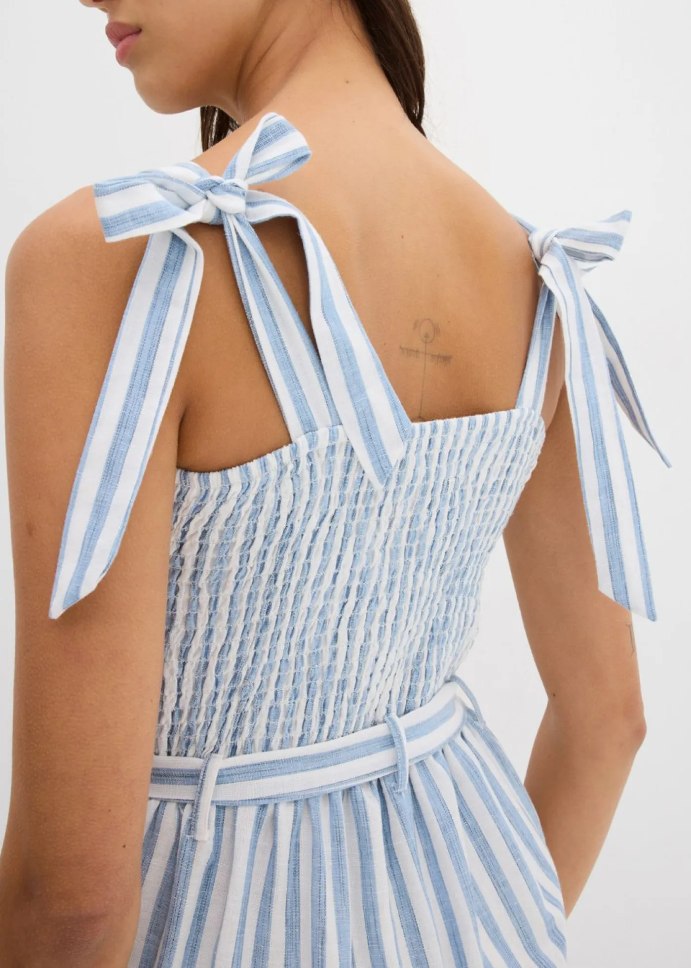 bonprix bonprix Monos>Mono de algodón orgánico puro azul-blanco rayas verticales