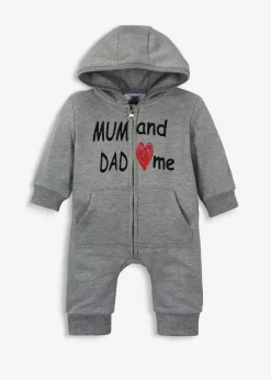 Niños bonprix bonprix Mono de chándal con capucha y cremallera continua