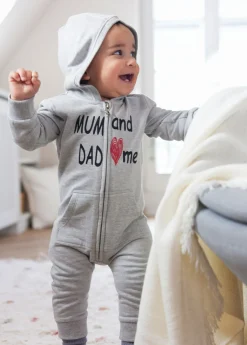 Niños bonprix bonprix Mono de chándal con capucha y cremallera continua