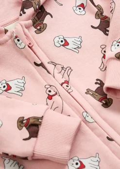 bonprix bonprix Bodies Y Conjuntos|Algodón>Mono de chándal de algodón orgánico puro con capucha Rosa pastel estampado