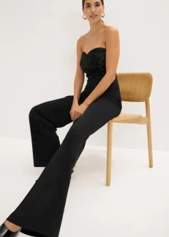 Mujer bonprix bonprix Mono de crepé estructurado con bordado de perlas