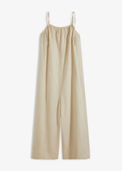 bonprix bonprix Esenciales|Monos>Mono de mezcla ligera de lino y viscosa Beige-arena