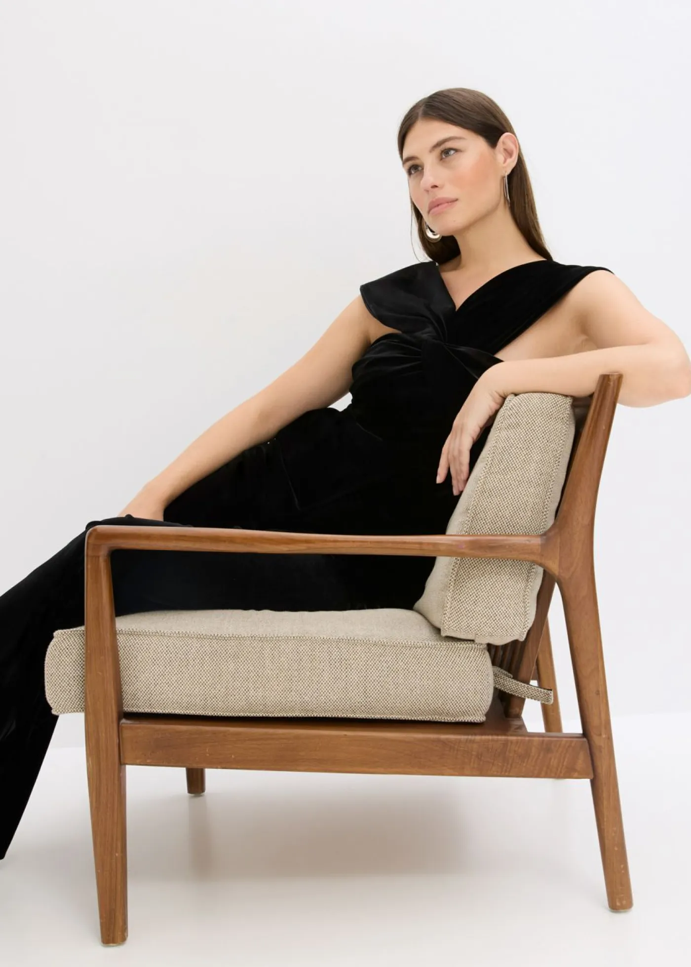 bonprix bonprix Monos>Mono de punto de terciopelo fluido Negro