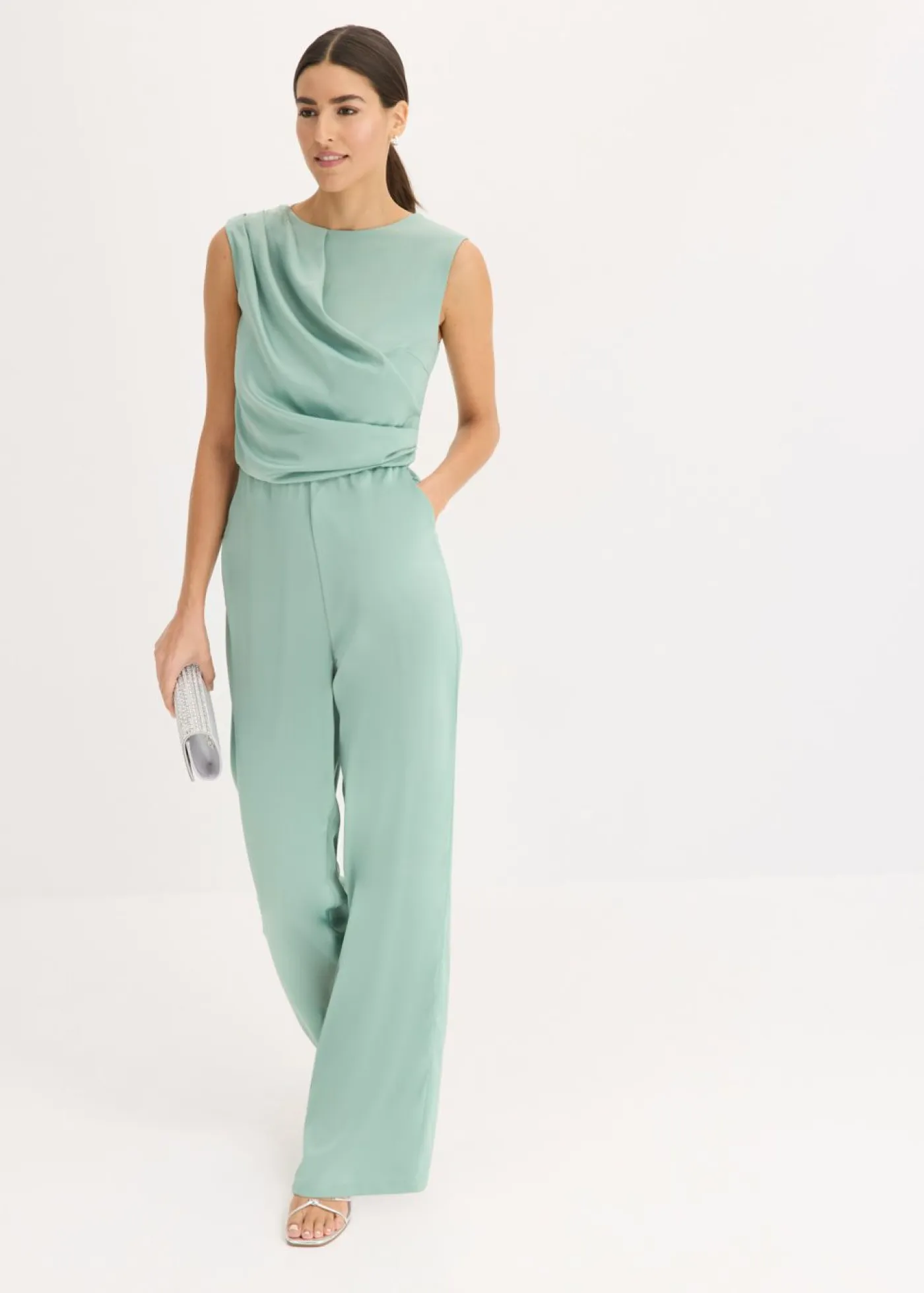 bonprix bonprix Monos|Tallas Pequeñas>Mono de satén brillante Azul oxford