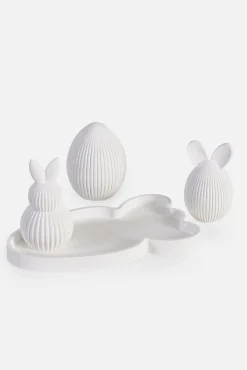 bonprix bonprix Objeto decorativo en forma de conejito y huevo sobre bandeja (4 piezas)