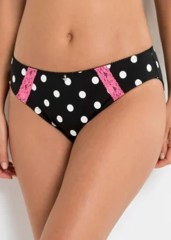 bonprix bonprix Ropa Interior De Algodón|Bragas>Pack de 3 bragas Negro de lunares + negro + blanco