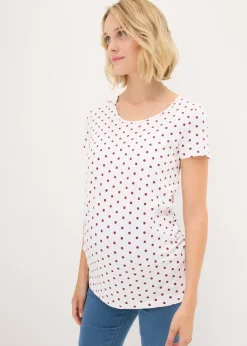 bonprix bonprix Premamá>Pack de 2 camisetas premamá de algodón orgánico Baya + blanco de lunares