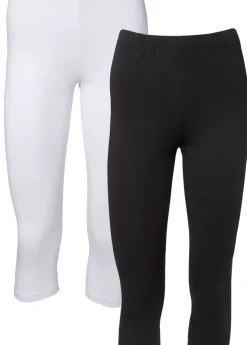 bonprix bonprix Básicos|Pantalones>Pack de 2 leggings cropped Blanco-negro