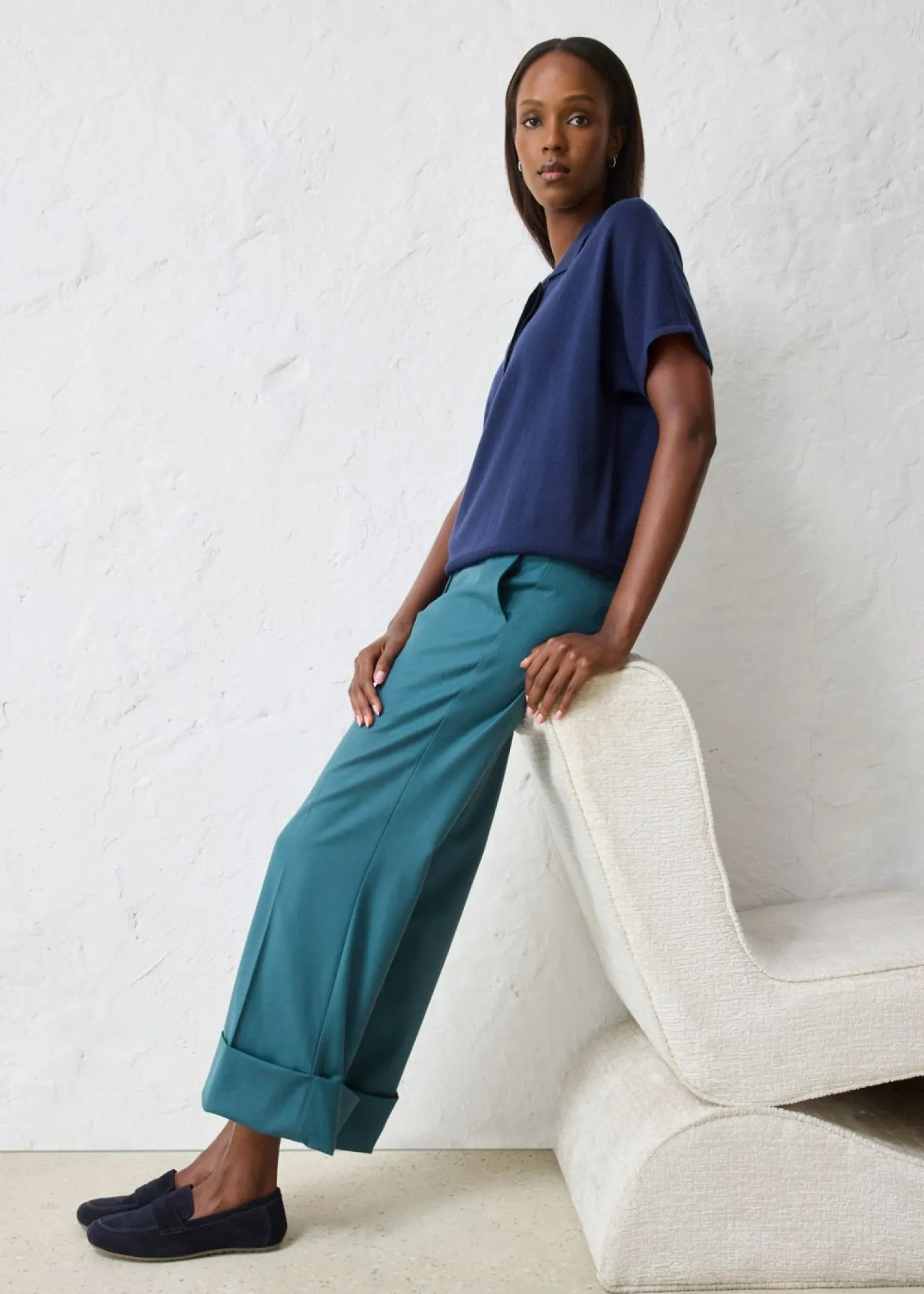 Mujer bonprix bonprix Pantalón acampanado con contenido de lana