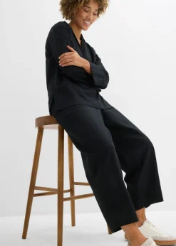 Mujer bonprix bonprix Pantalón acampanado de mezcla de lino ligero