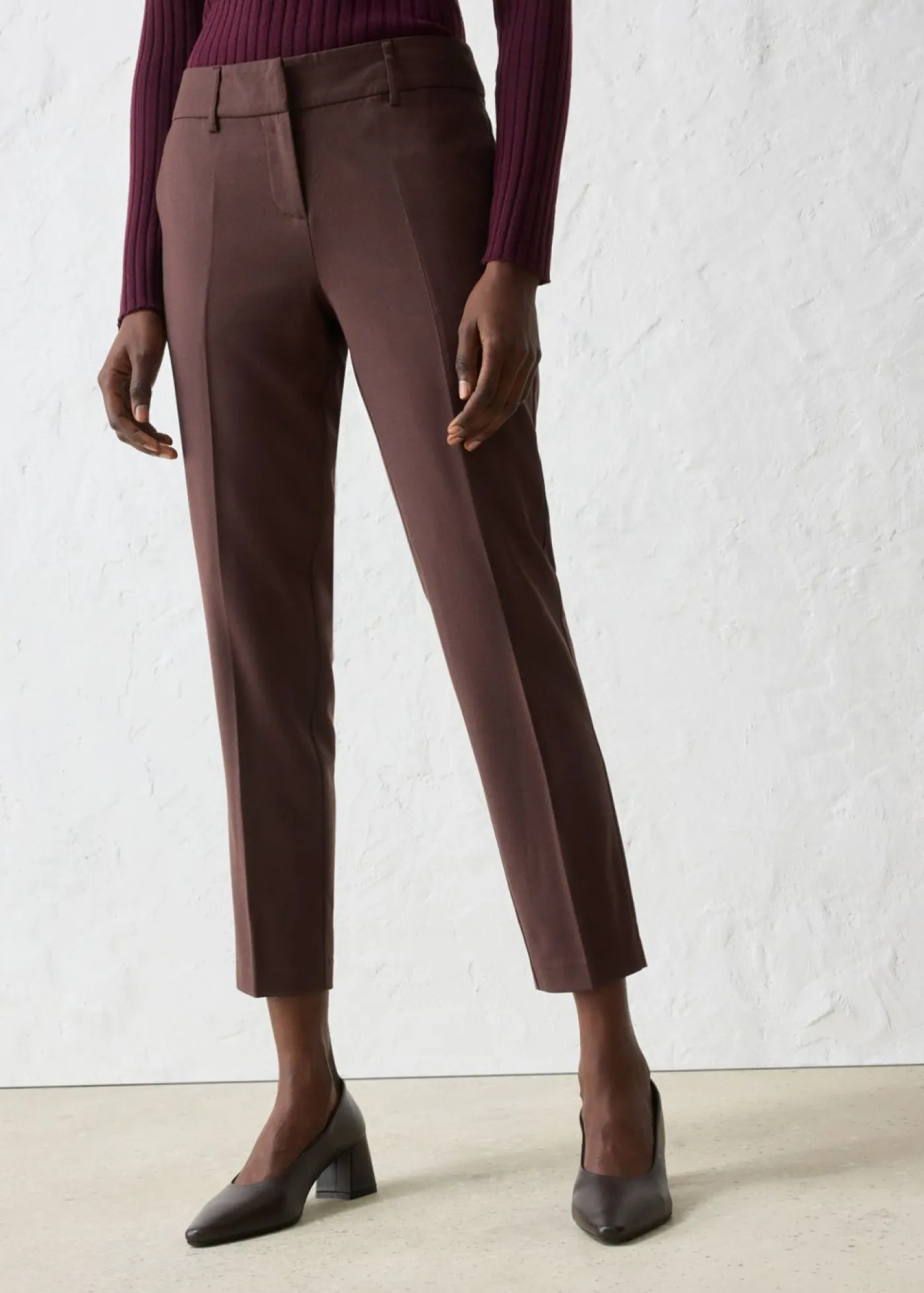 bonprix bonprix Premium|Pantalones>Pantalón ajustado con lana Marrón oscuro