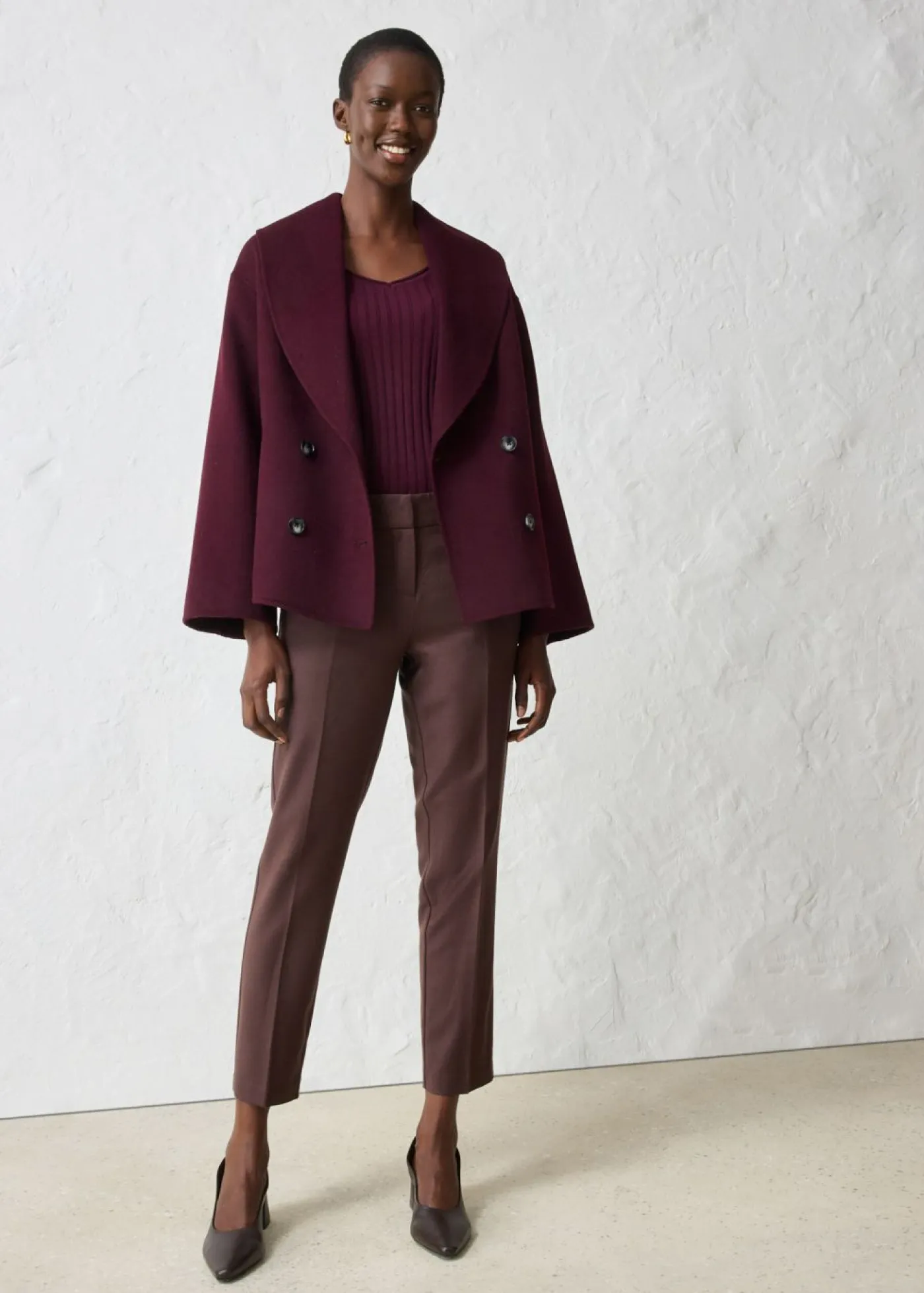 bonprix bonprix Premium|Pantalones>Pantalón ajustado con lana Marrón oscuro