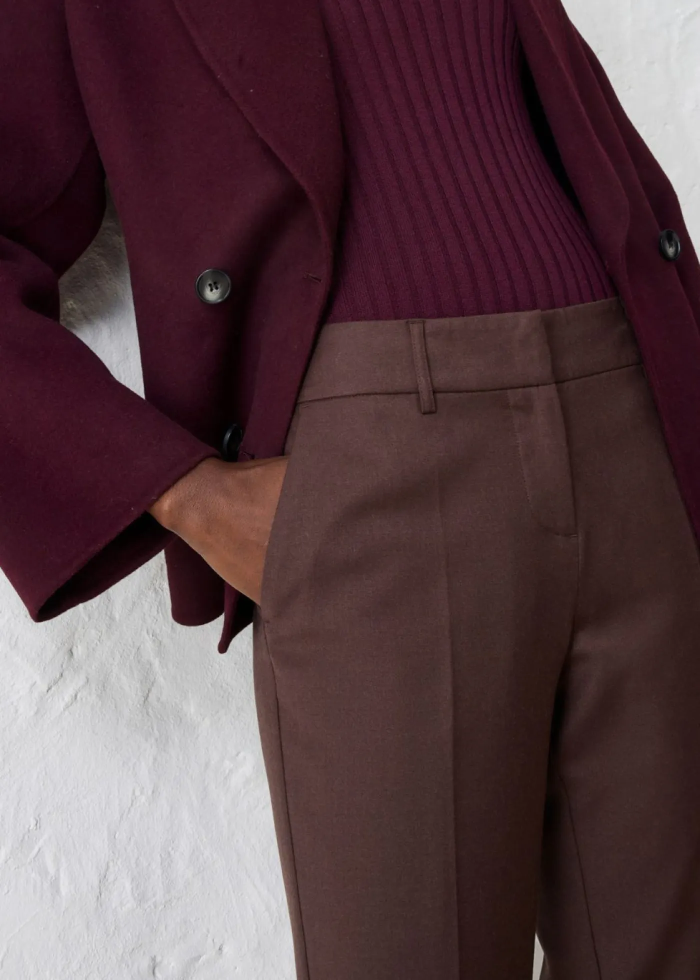 bonprix bonprix Premium|Pantalones>Pantalón ajustado con lana Marrón oscuro