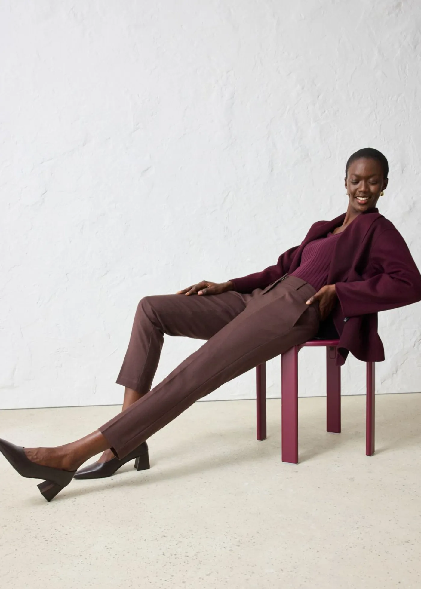 bonprix bonprix Premium|Pantalones>Pantalón ajustado con lana Marrón oscuro