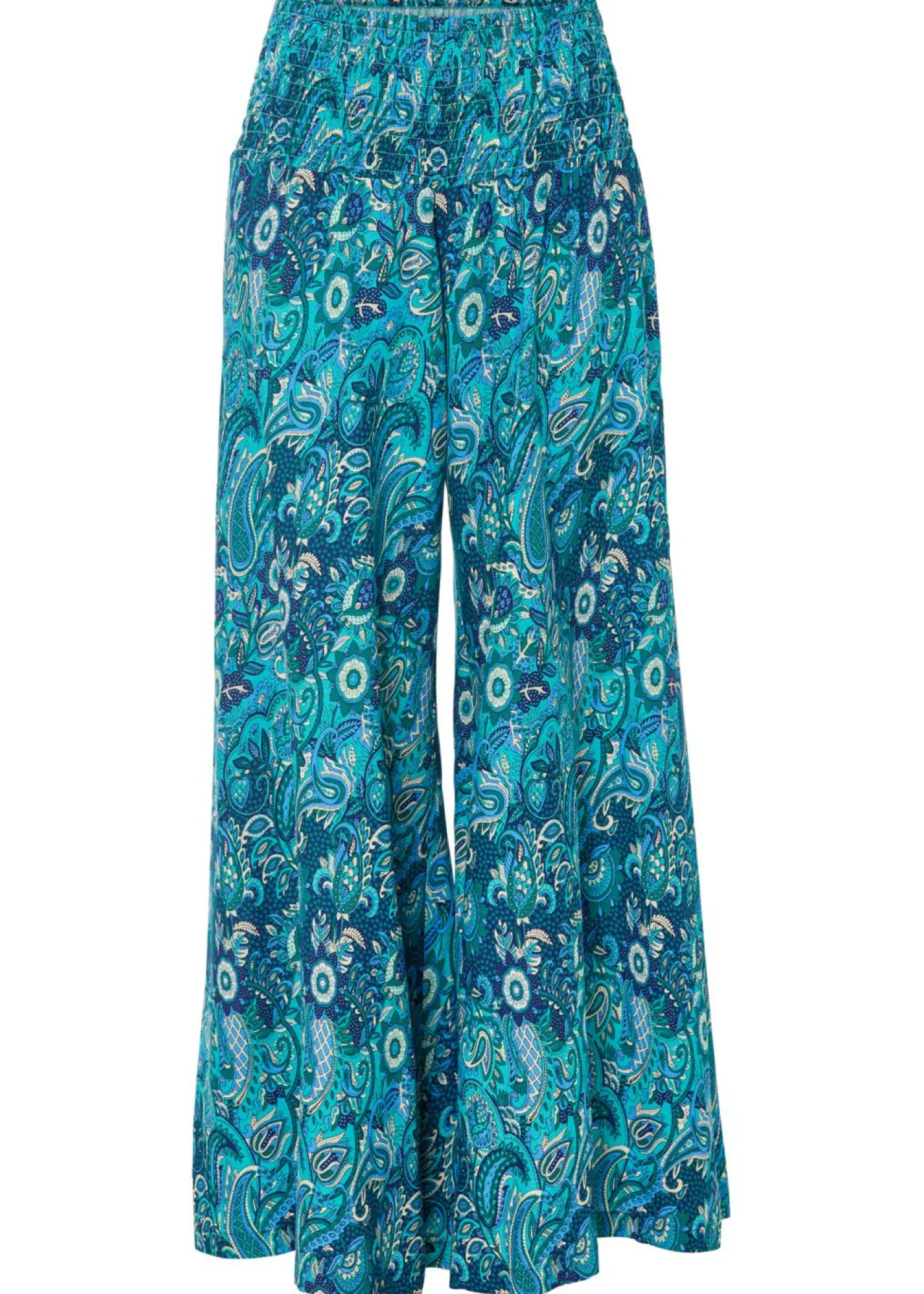 Mujer bonprix bonprix Pantalón ancho con cintura de nido de abeja