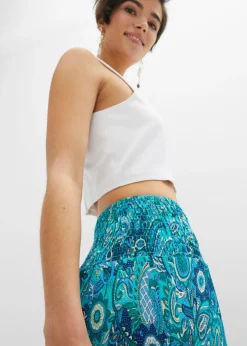 Mujer bonprix bonprix Pantalón ancho con cintura de nido de abeja