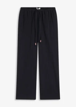 bonprix bonprix Pantalones>Pantalón ancho con efecto estructurado Negro
