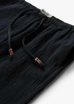 bonprix bonprix Pantalones>Pantalón ancho con efecto estructurado Negro