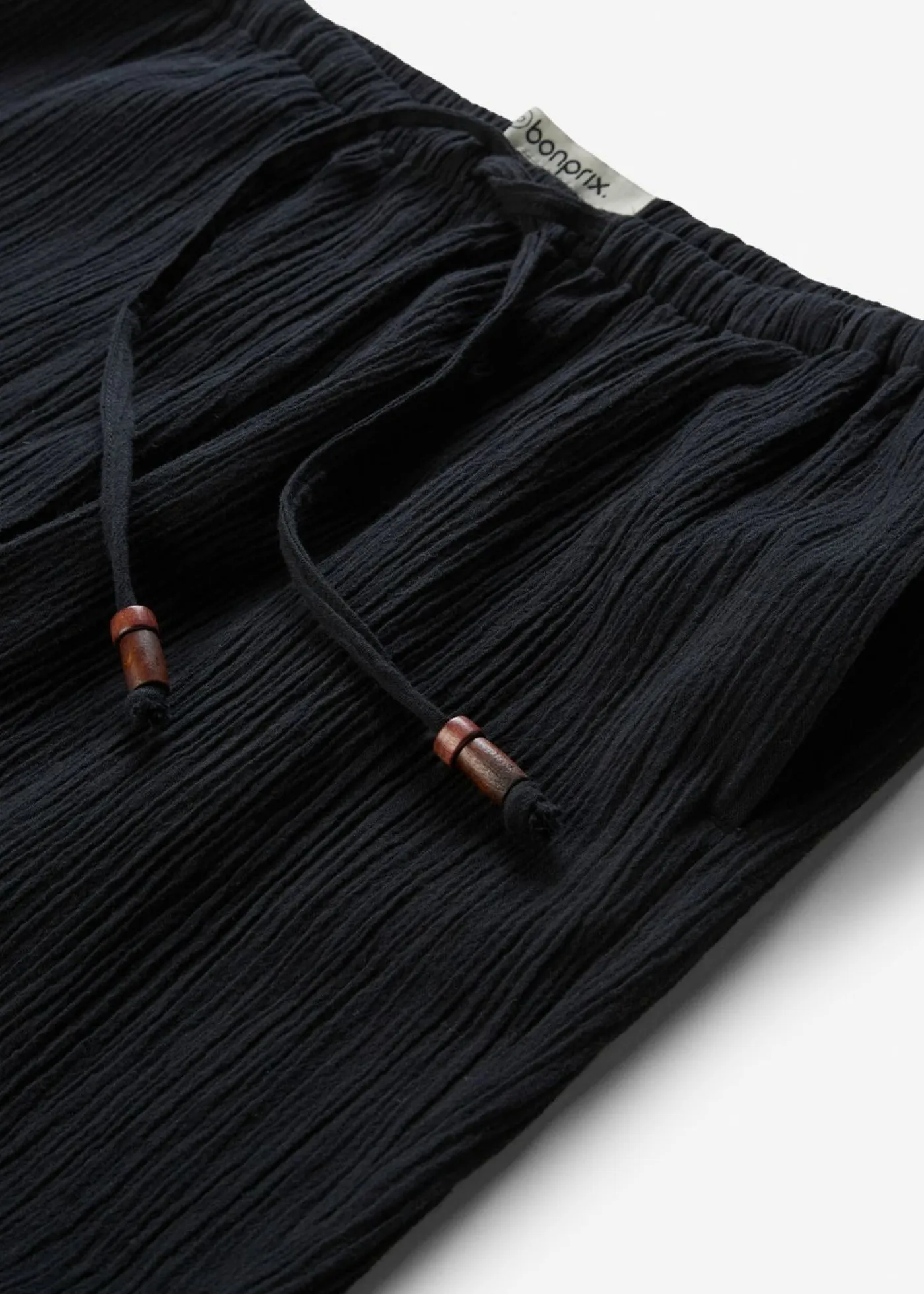 bonprix bonprix Pantalones>Pantalón ancho con efecto estructurado Negro