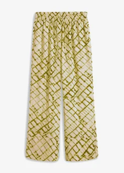 bonprix bonprix Pantalones>Pantalón ancho con estampado musgo oscuro-crudo estampado