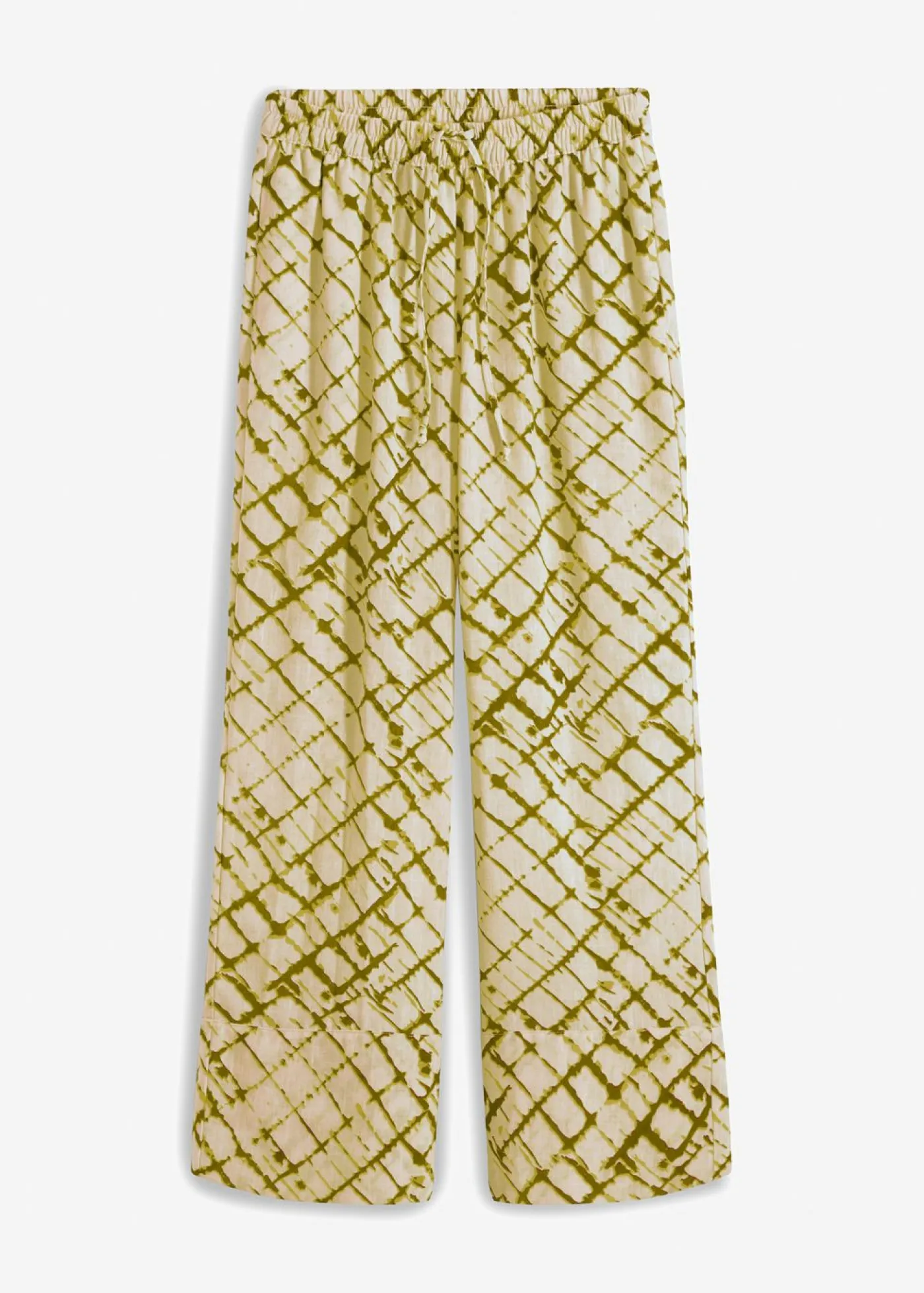 bonprix bonprix Pantalones>Pantalón ancho con estampado musgo oscuro-crudo estampado