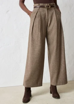 bonprix bonprix Premium|Pantalones>Pantalón ancho con lana marrón oscuro moteado