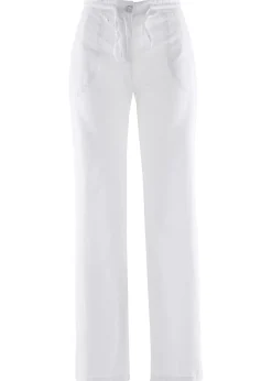 bonprix bonprix Pantalones|Tallas Pequeñas>Pantalón ancho con lino Blanco