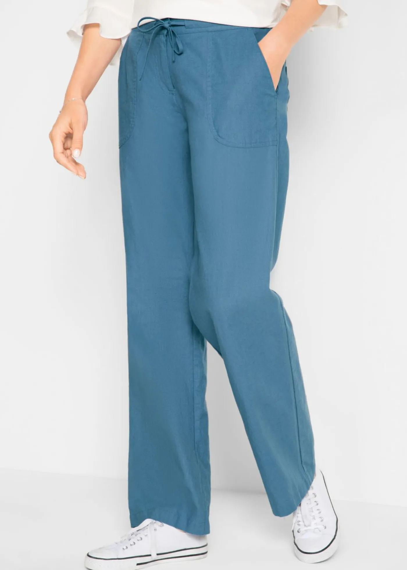 bonprix bonprix Pantalones|Tallas Pequeñas>Pantalón ancho con lino Denim