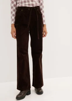 Mujer bonprix bonprix Pantalón ancho de pana con cinturón