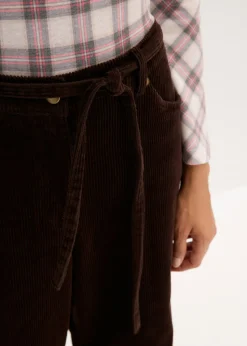 Mujer bonprix bonprix Pantalón ancho de pana con cinturón