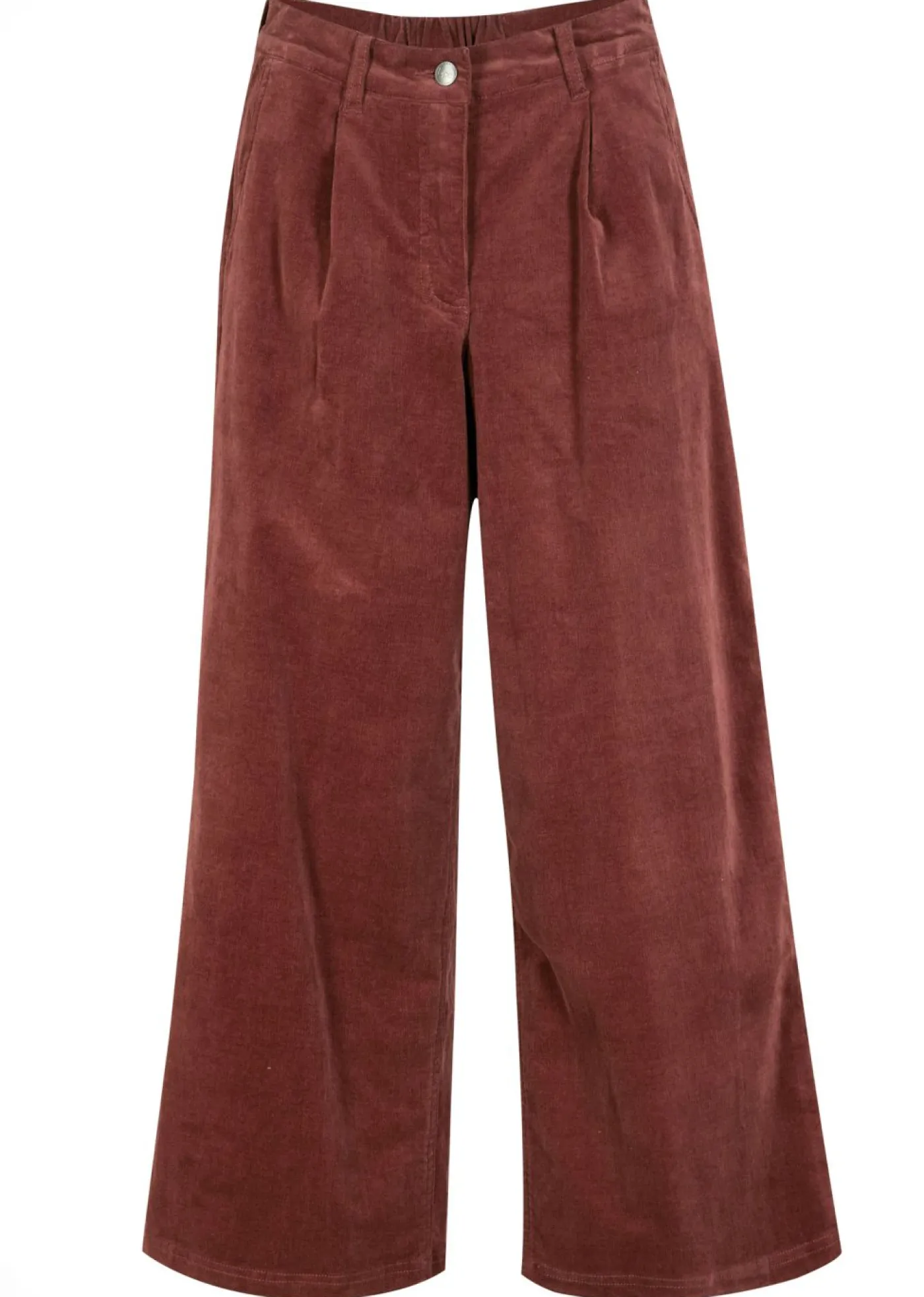 Mujer bonprix bonprix Pantalón ancho de pana elástica con cintura cómoda high waist, largo 7/8